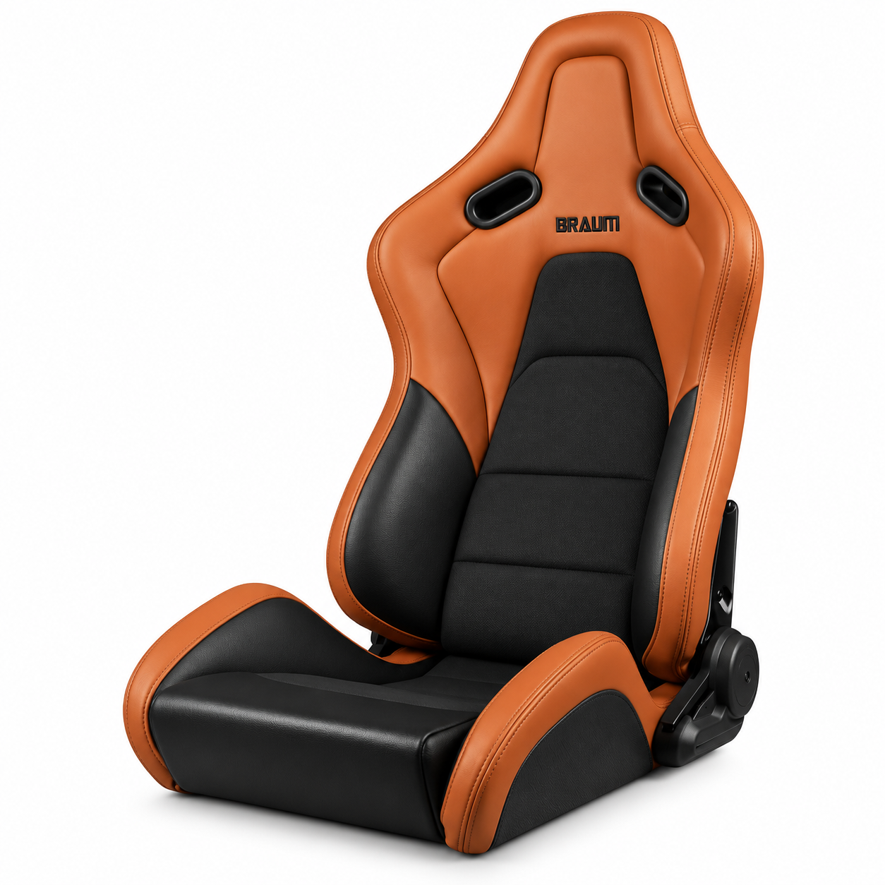 Braum Falcon-S Series British Tan Leatherette with Black Alcantara and Stitching Reclinable Seats